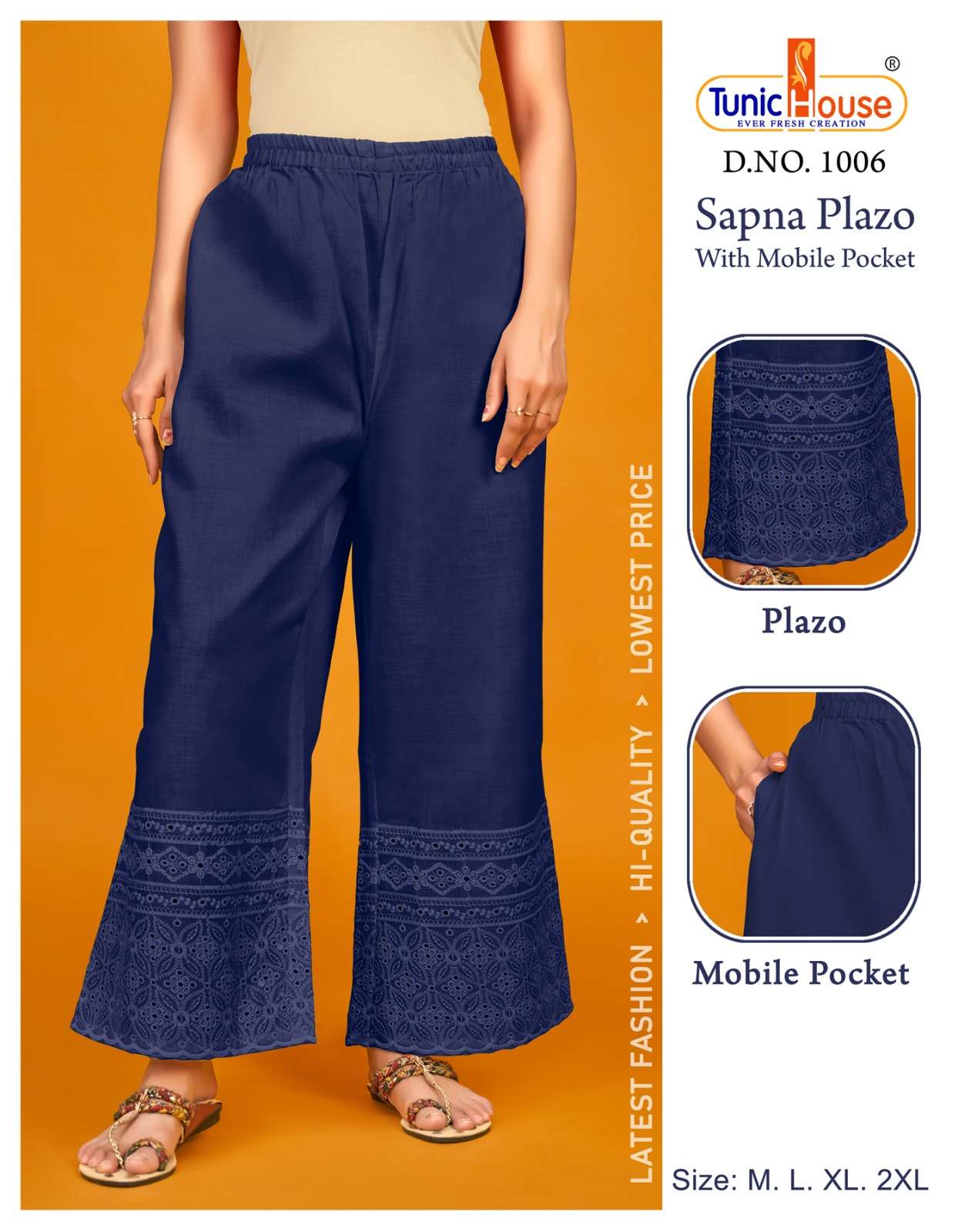 Sapna Plazo 1003 Series By Tunic House 1003 To 1007 Series Stylish Fancy Beautiful Colorful Casual Wear & Ethnic Wear Cotton Palazzo At Wholesale Price