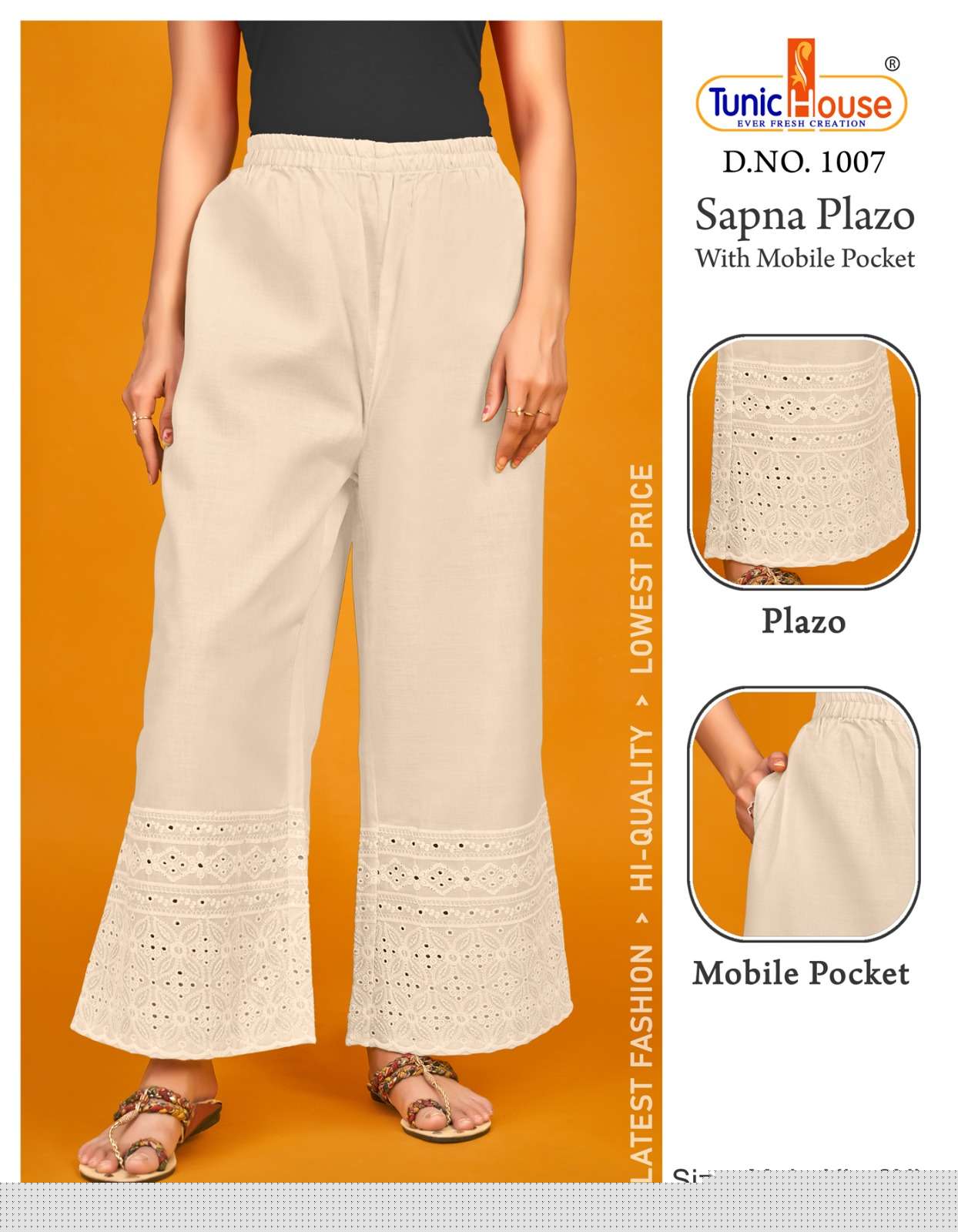 Sapna Plazo 1003 Series By Tunic House 1003 To 1007 Series Stylish Fancy Beautiful Colorful Casual Wear & Ethnic Wear Cotton Palazzo At Wholesale Price