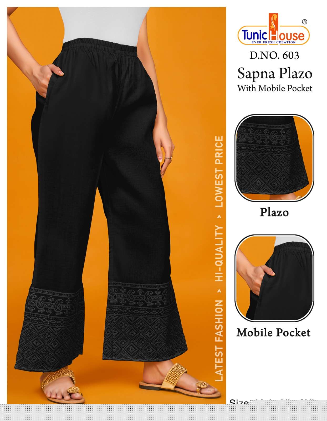 Sapna Plazo 603 Series By Tunic House 603 To 607 Series Stylish Fancy Beautiful Colorful Casual Wear & Ethnic Wear Cotton Palazzo At Wholesale Price