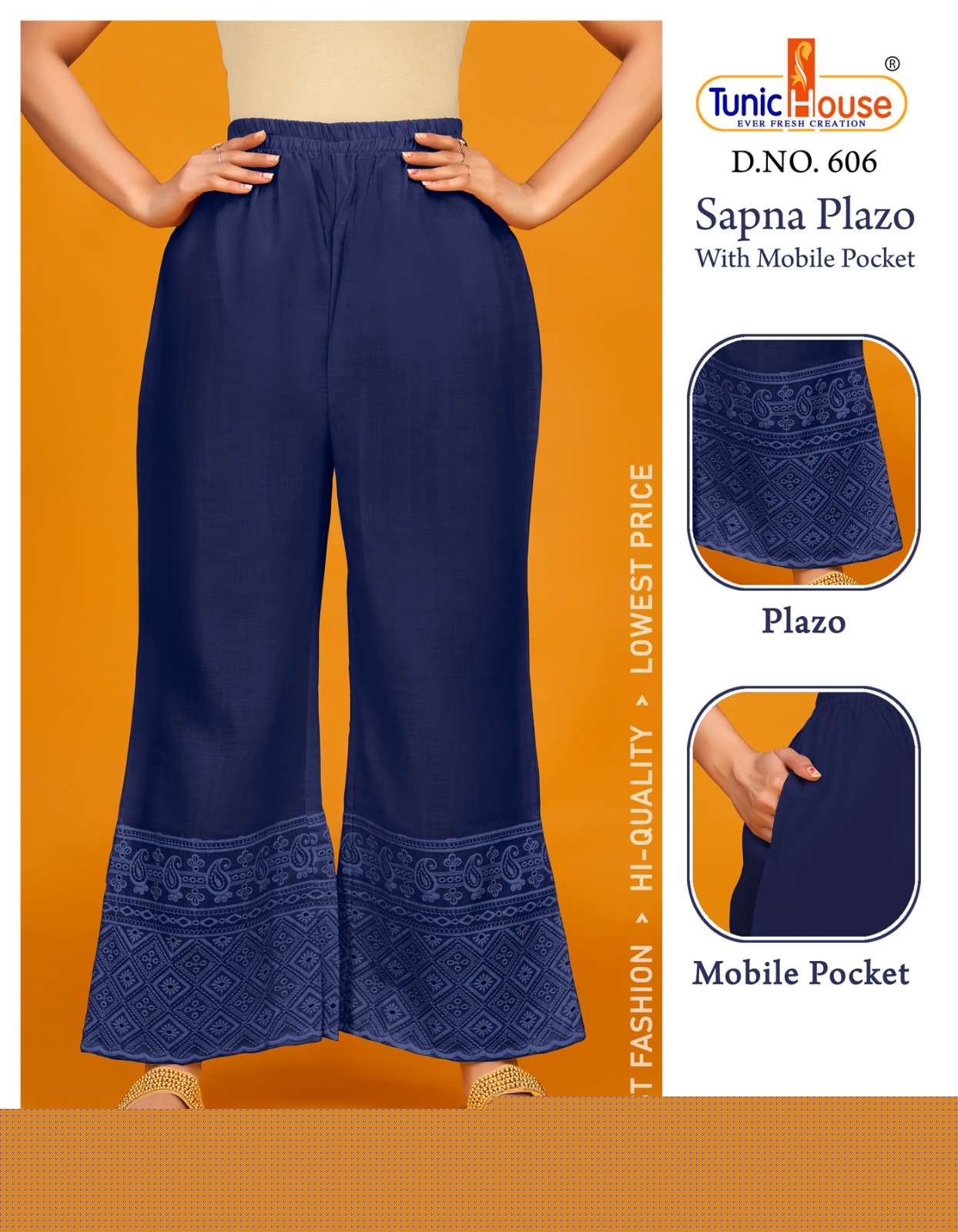 Sapna Plazo 603 Series By Tunic House 603 To 607 Series Stylish Fancy Beautiful Colorful Casual Wear & Ethnic Wear Cotton Palazzo At Wholesale Price