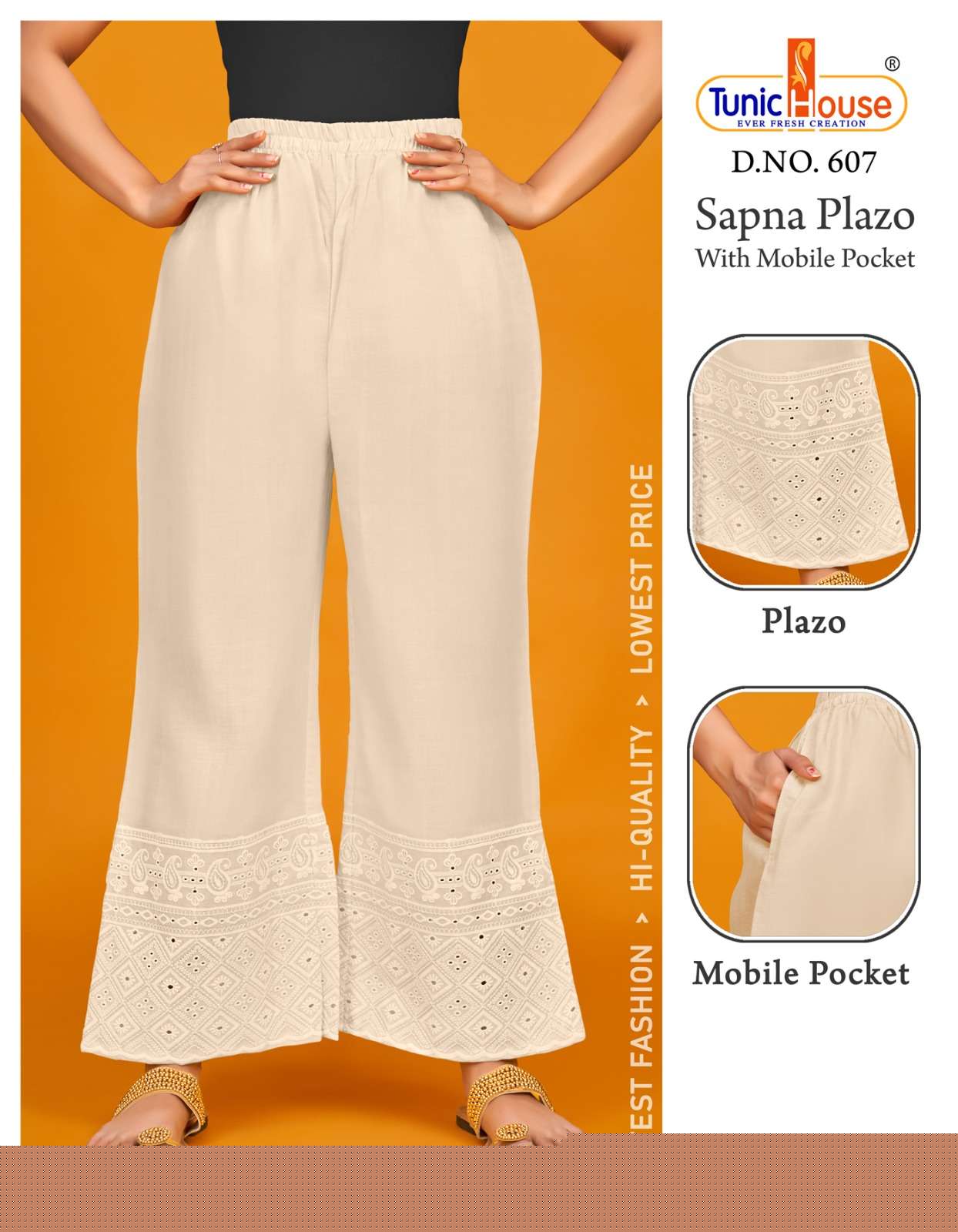 Sapna Plazo 603 Series By Tunic House 603 To 607 Series Stylish Fancy Beautiful Colorful Casual Wear & Ethnic Wear Cotton Palazzo At Wholesale Price