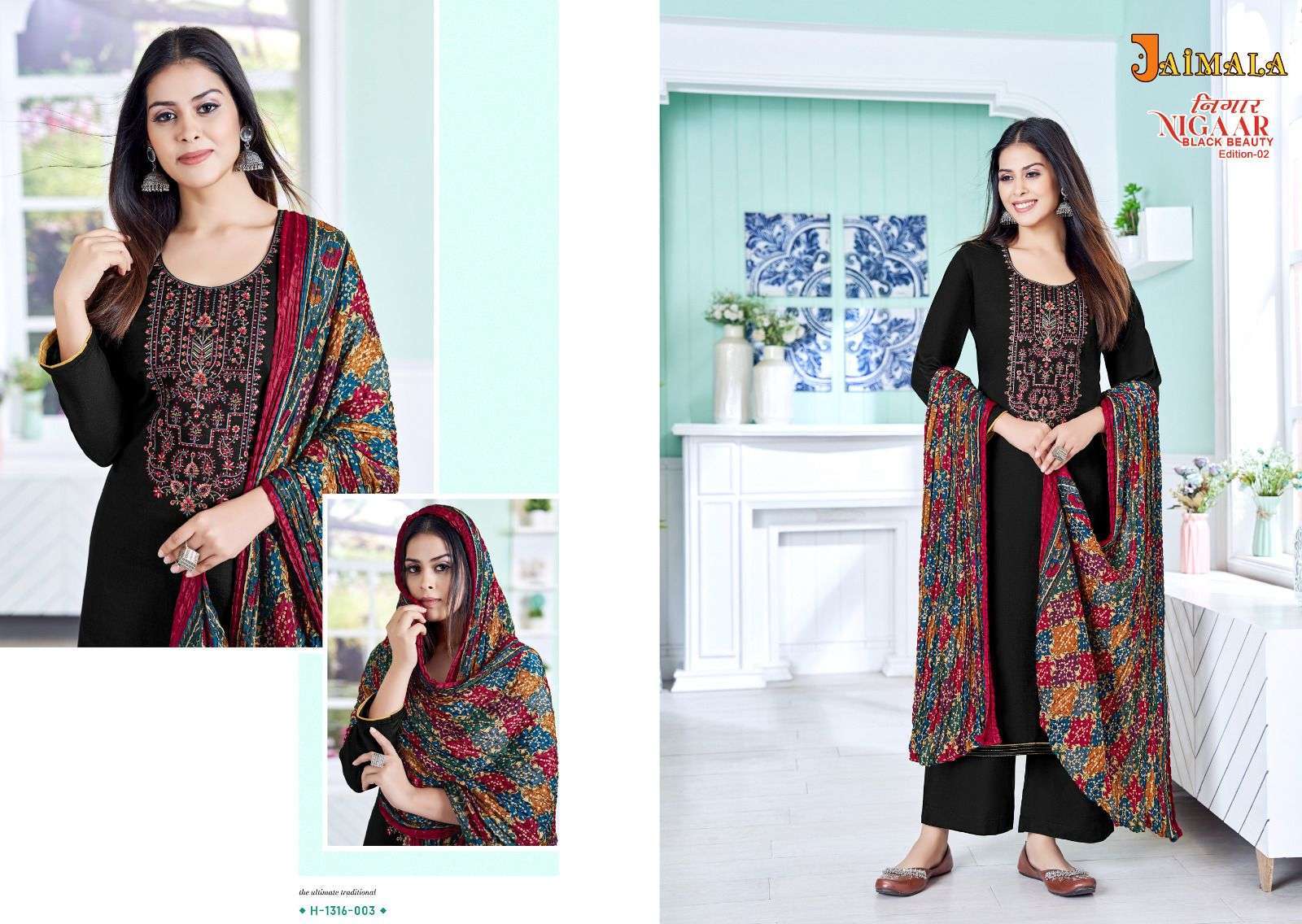 Nigaar Black Beauty Vol-2 By Jaimala 1316-001 To 1316-006 Series Designer Suits Collection Beautiful Stylish Colorful Fancy Party Wear & Occasional Wear Rayon Slub Dresses At Wholesale Price
