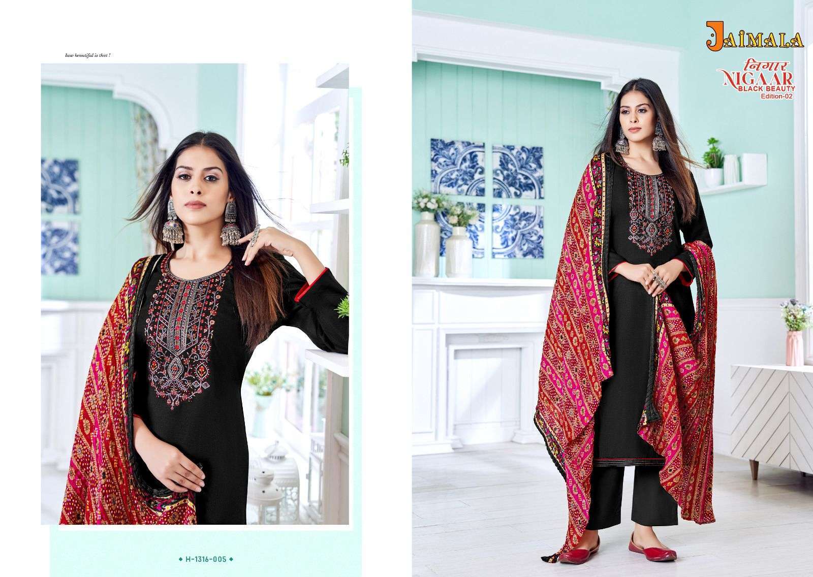 Nigaar Black Beauty Vol-2 By Jaimala 1316-001 To 1316-006 Series Designer Suits Collection Beautiful Stylish Colorful Fancy Party Wear & Occasional Wear Rayon Slub Dresses At Wholesale Price