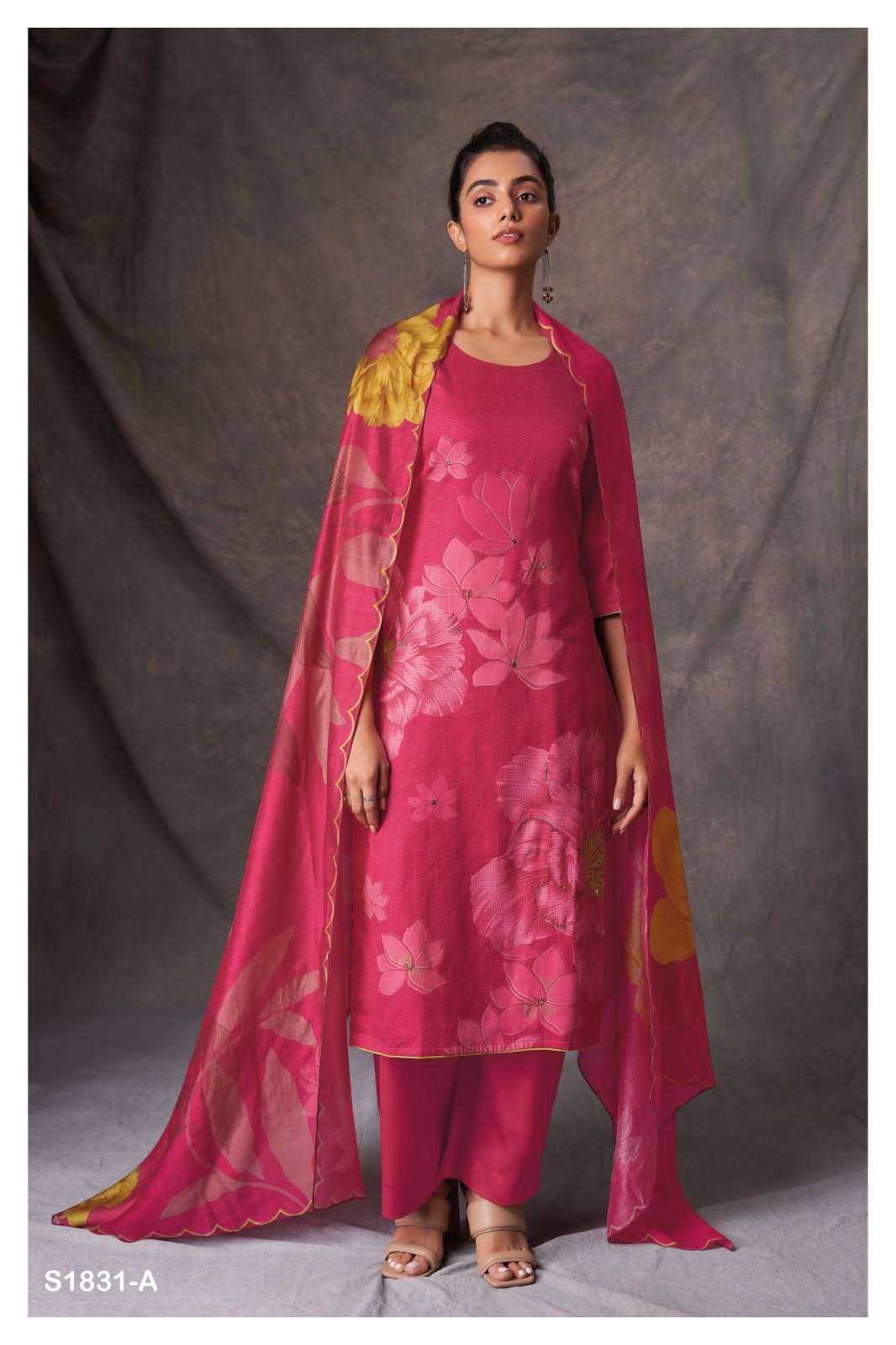 Winnie-1831 By Ganga Fashion 1831-A To 1831-D Series Beautiful Stylish Festive Suits Fancy Colorful Casual Wear & Ethnic Wear & Ready To Wear Cotton Silk Dresses At Wholesale Price