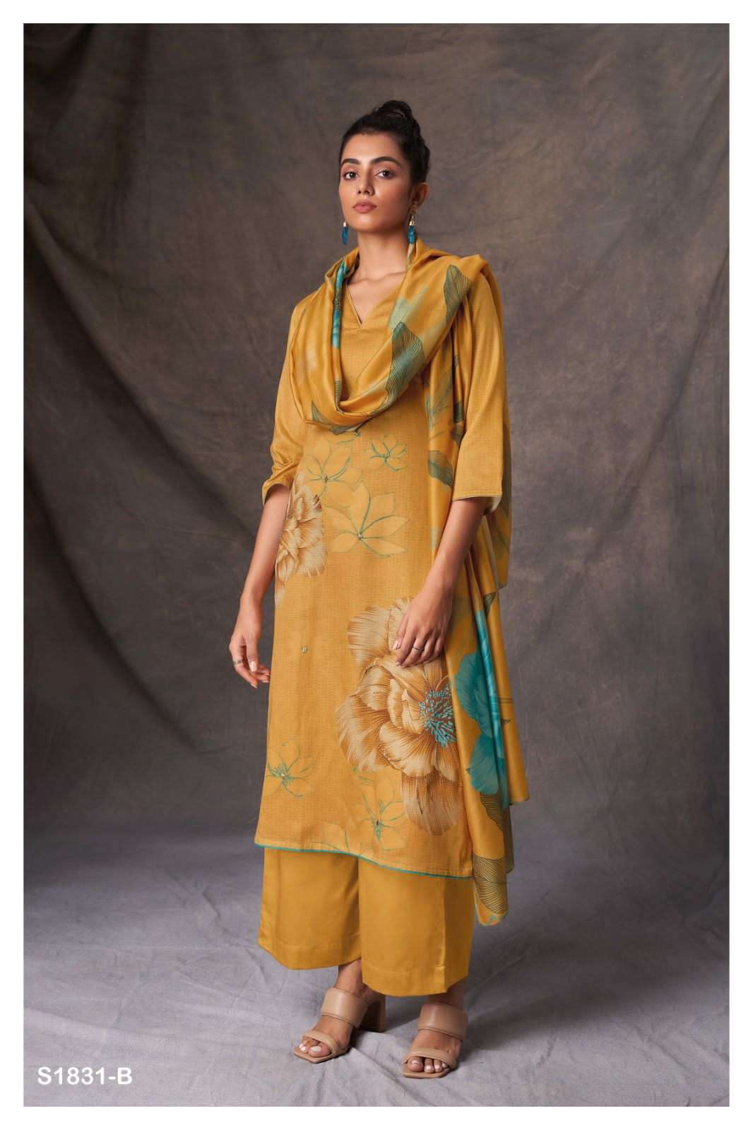 Winnie-1831 By Ganga Fashion 1831-A To 1831-D Series Beautiful Stylish Festive Suits Fancy Colorful Casual Wear & Ethnic Wear & Ready To Wear Cotton Silk Dresses At Wholesale Price