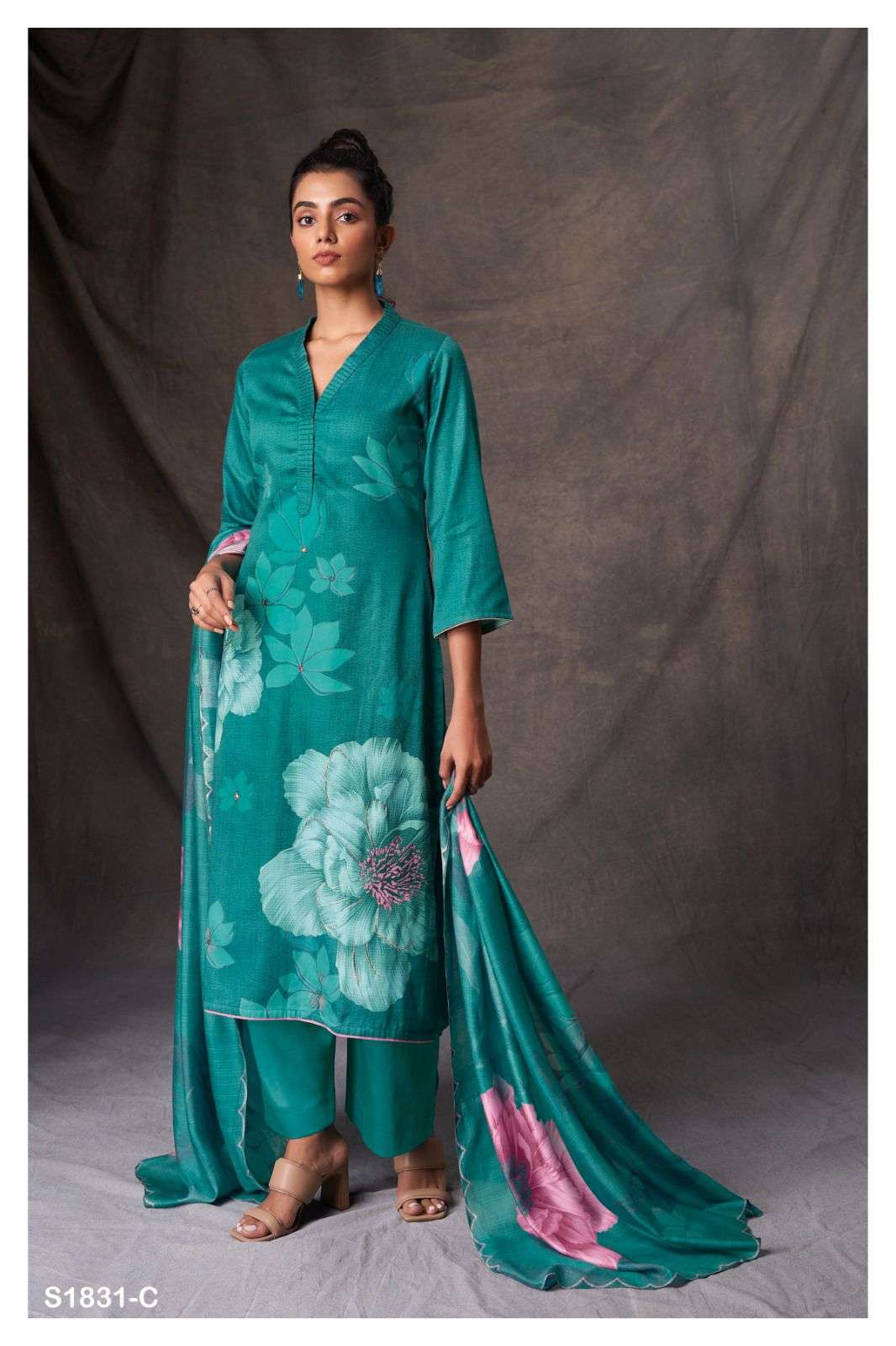 Winnie-1831 By Ganga Fashion 1831-A To 1831-D Series Beautiful Stylish Festive Suits Fancy Colorful Casual Wear & Ethnic Wear & Ready To Wear Cotton Silk Dresses At Wholesale Price