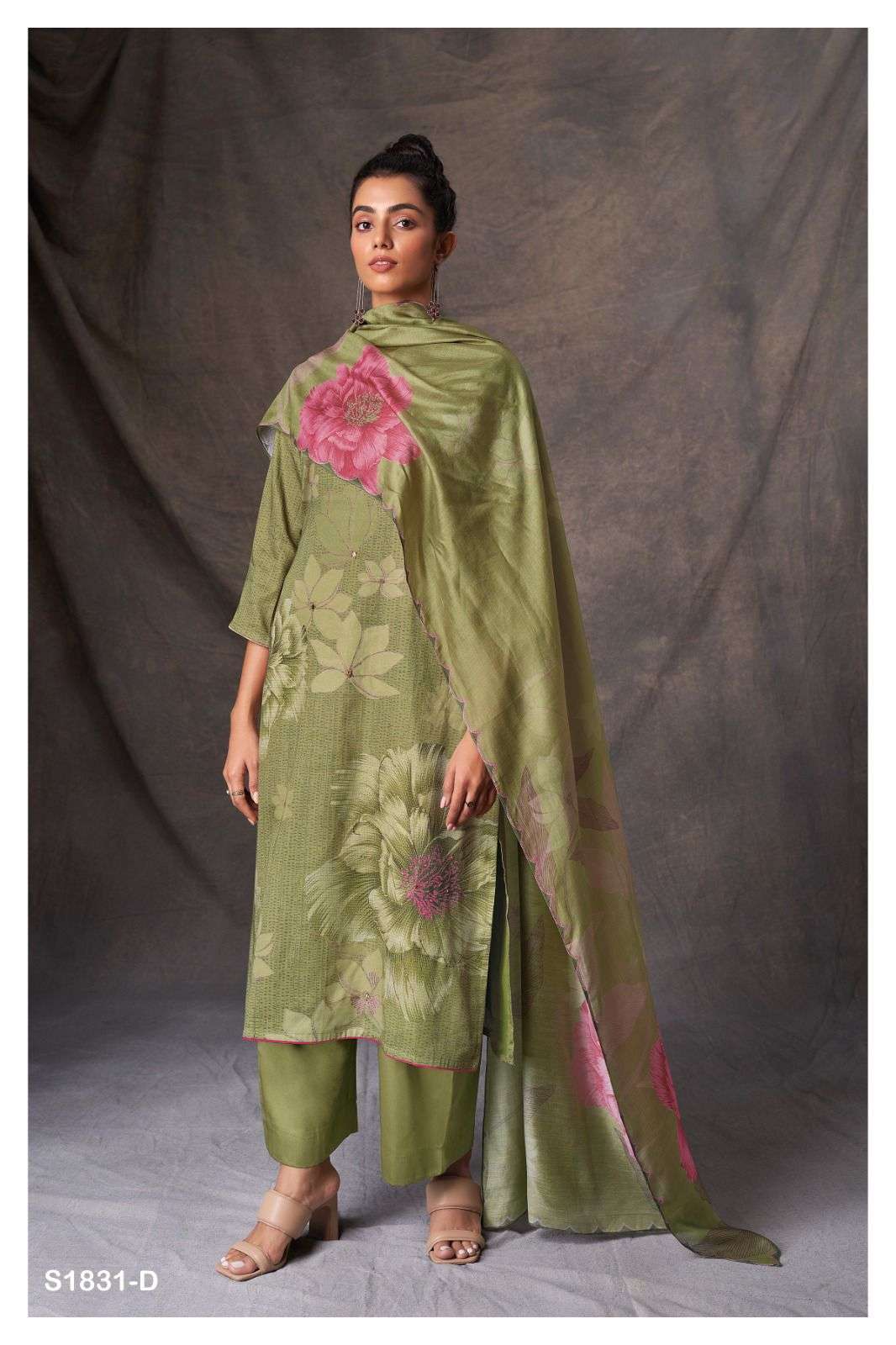 Winnie-1831 By Ganga Fashion 1831-A To 1831-D Series Beautiful Stylish Festive Suits Fancy Colorful Casual Wear & Ethnic Wear & Ready To Wear Cotton Silk Dresses At Wholesale Price