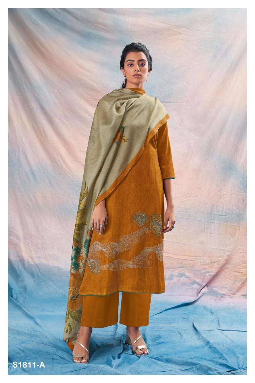 Raquel-1811 By Ganga Fashion 1811-A To 1811-D Series Beautiful Stylish Festive Suits Fancy Colorful Casual Wear & Ethnic Wear & Ready To Wear Cotton Silk Dresses At Wholesale Price