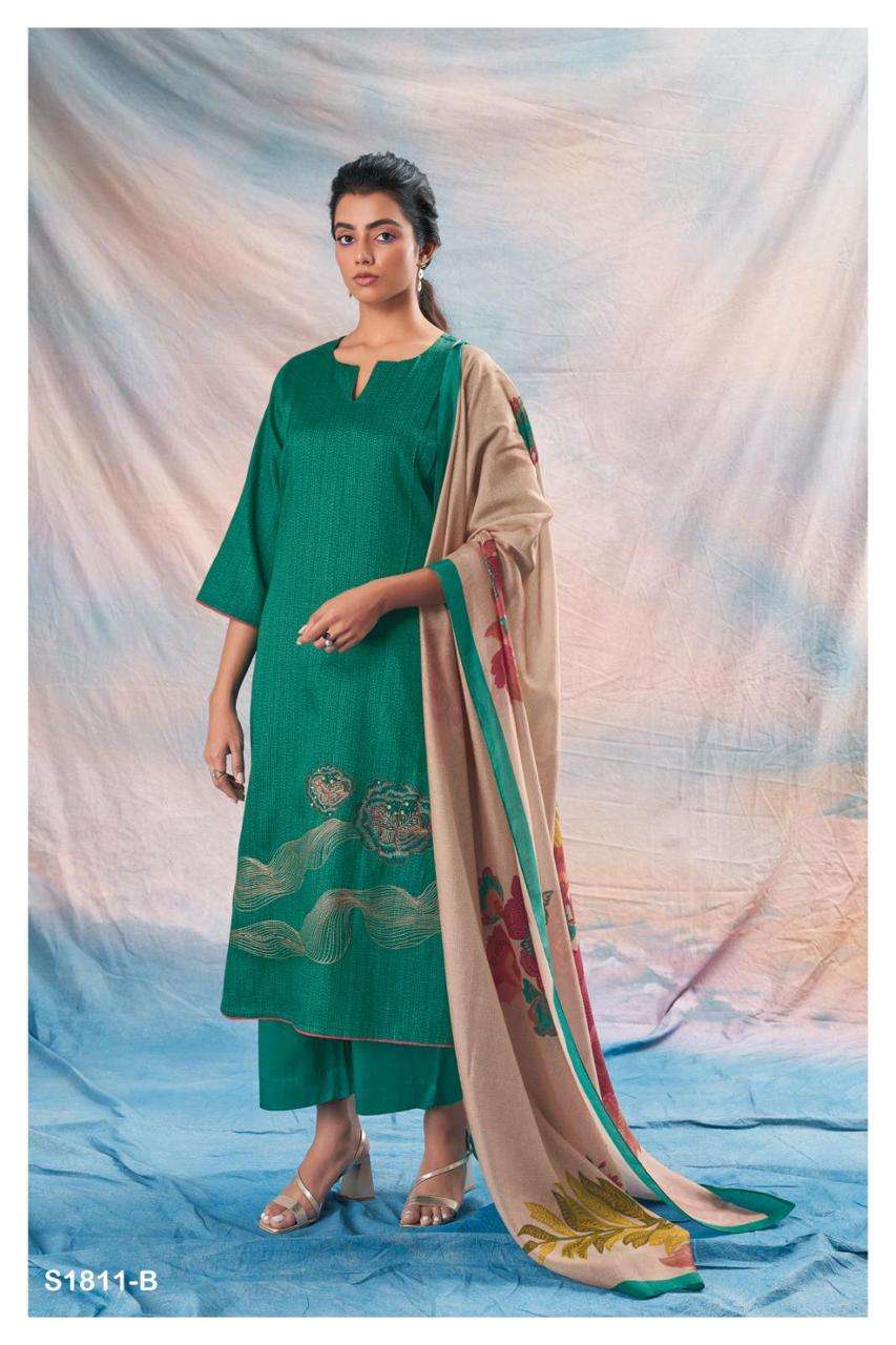 Raquel-1811 By Ganga Fashion 1811-A To 1811-D Series Beautiful Stylish Festive Suits Fancy Colorful Casual Wear & Ethnic Wear & Ready To Wear Cotton Silk Dresses At Wholesale Price