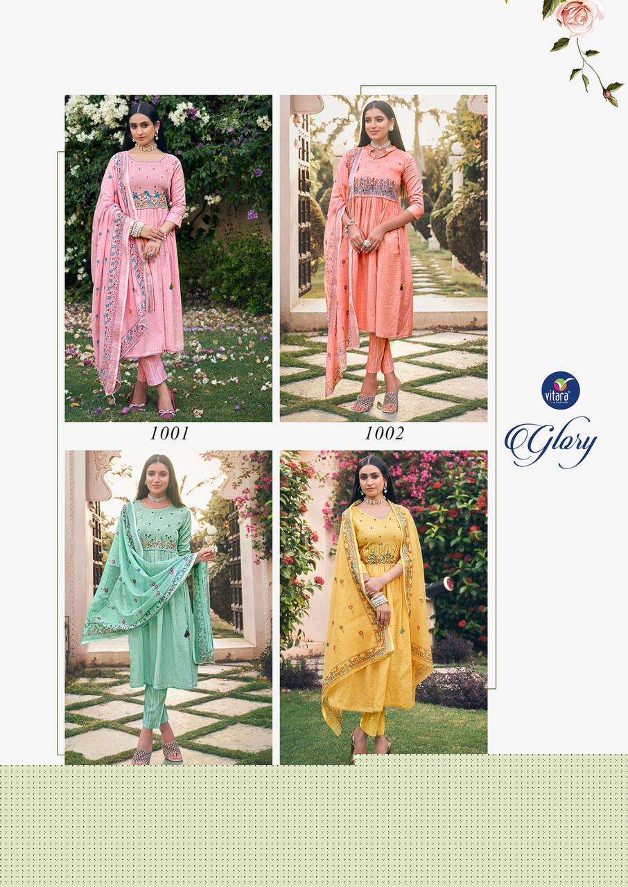 Glory By Vitara 1001 To 1004 Series Beautiful Suits Colorful Stylish Fancy Casual Wear & Ethnic Wear Cotton Embroidered Dresses At Wholesale Price