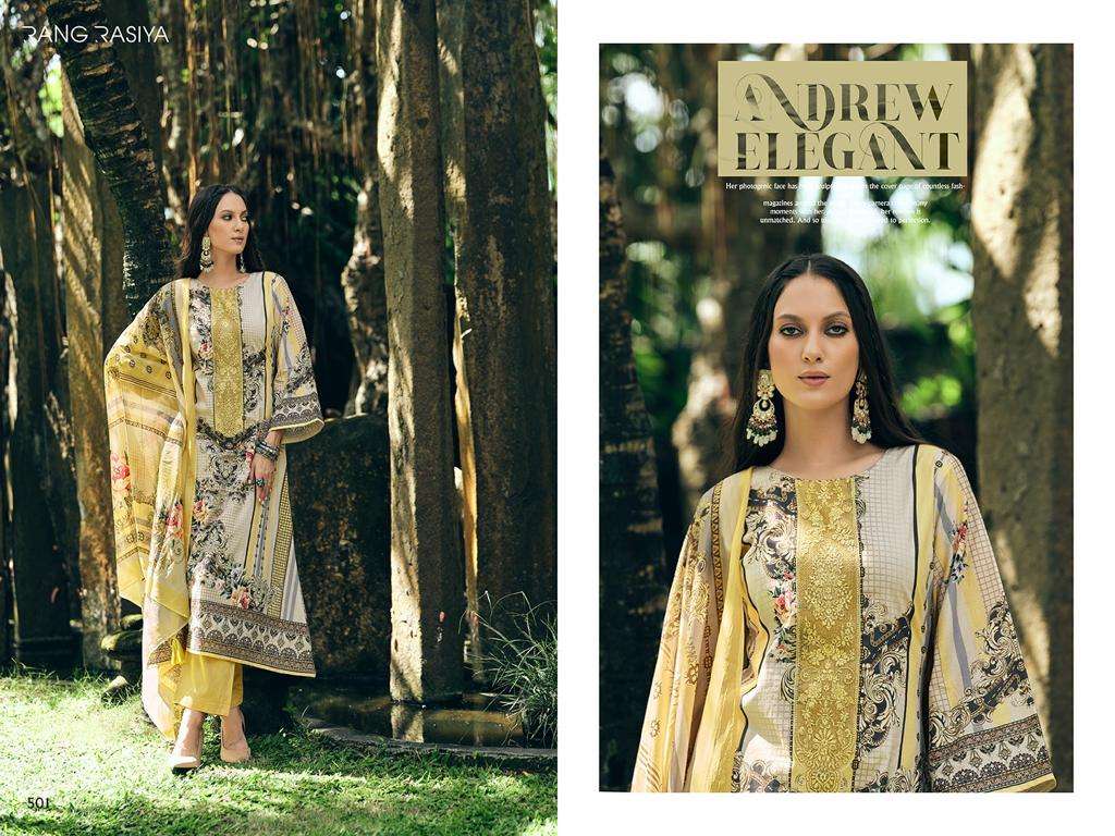 Florence By Rang Rasiya 501 To 508 Series Beautiful Stylish Festive Suits Fancy Colorful Casual Wear & Ethnic Wear & Ready To Wear Pure Lawn Cotton Dresses At Wholesale Price