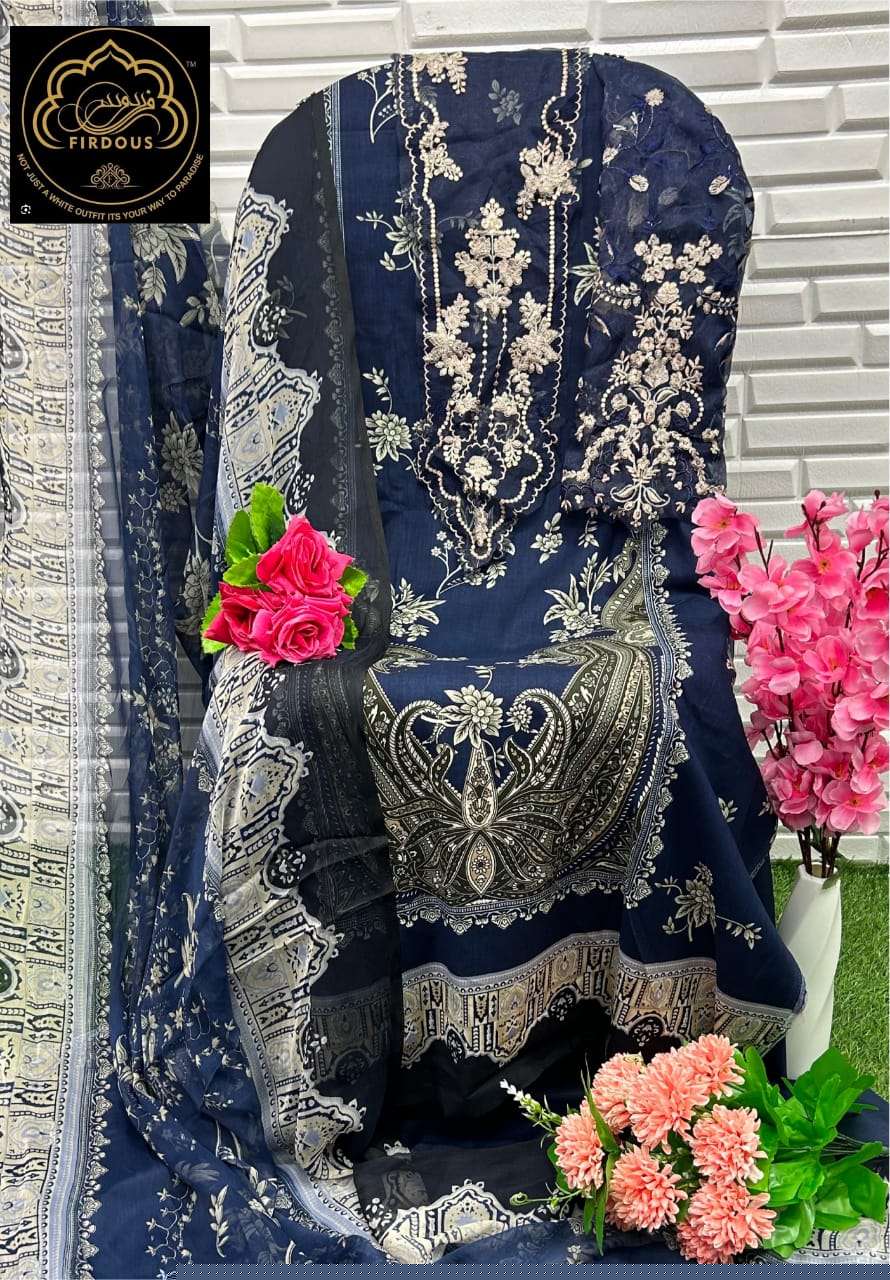 Firdous Hit Design 1005 By Firdous Pakistani Suits Beautiful Fancy Colorful Stylish Party Wear & Occasional Wear Pure Cotton With Embroidery Dresses At Wholesale Price