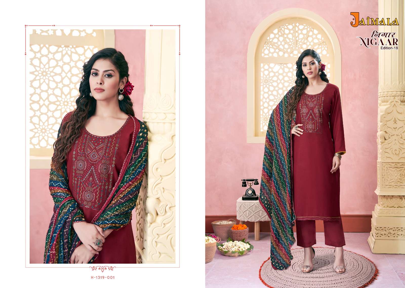 Nigaar Vol-18 By Jaimala 1319-001 To 1319-006 Series Designer Festive Suits Beautiful Fancy Stylish Colorful Party Wear & Occasional Wear Pure Rayon Slub Dresses At Wholesale Price