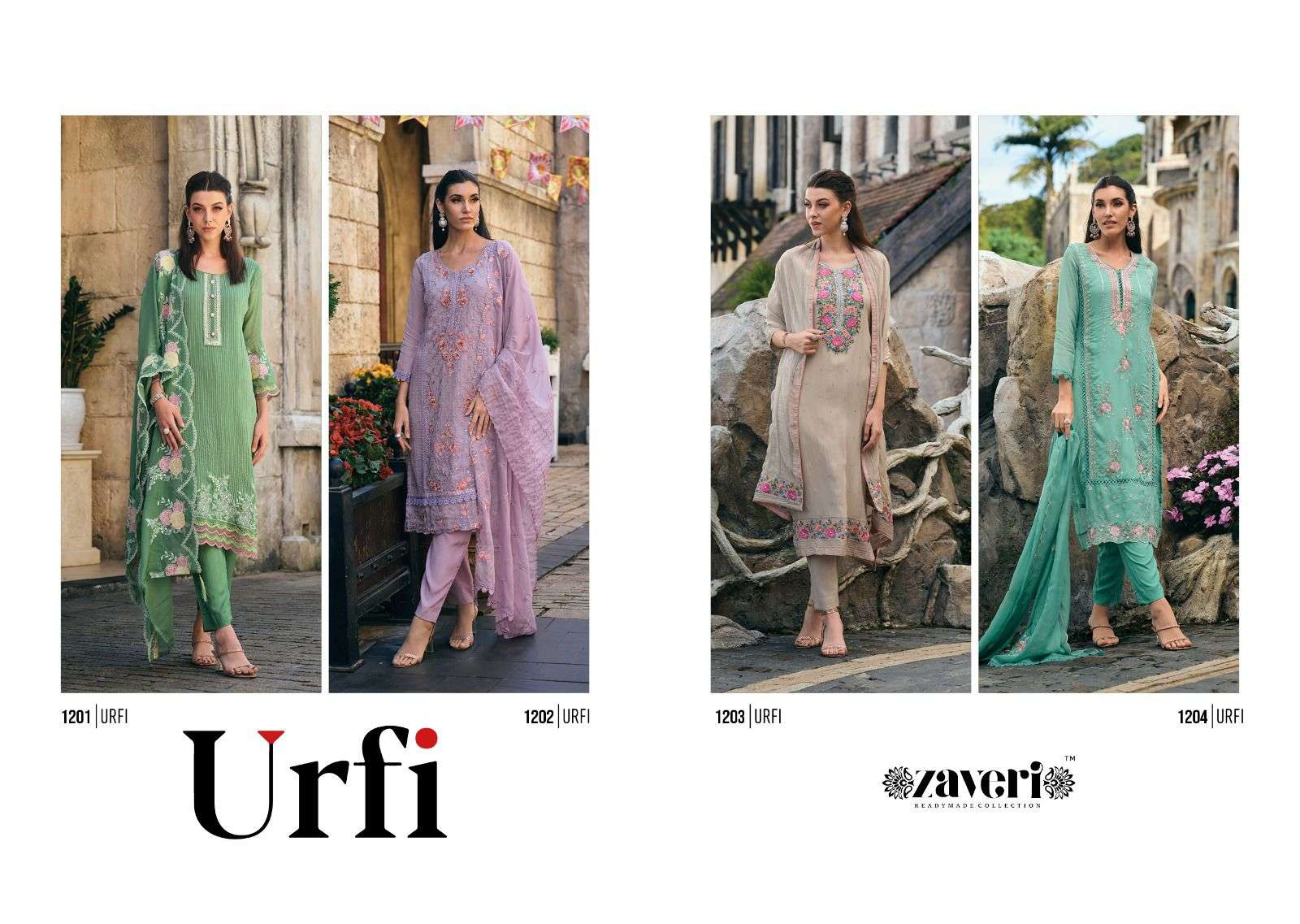 Urfi By Zaveri 1201 To 1204 Series Beautiful Festive Suits Stylish Fancy Colorful Casual Wear & Ethnic Wear Soft Organza Embroidery Dresses At Wholesale Price