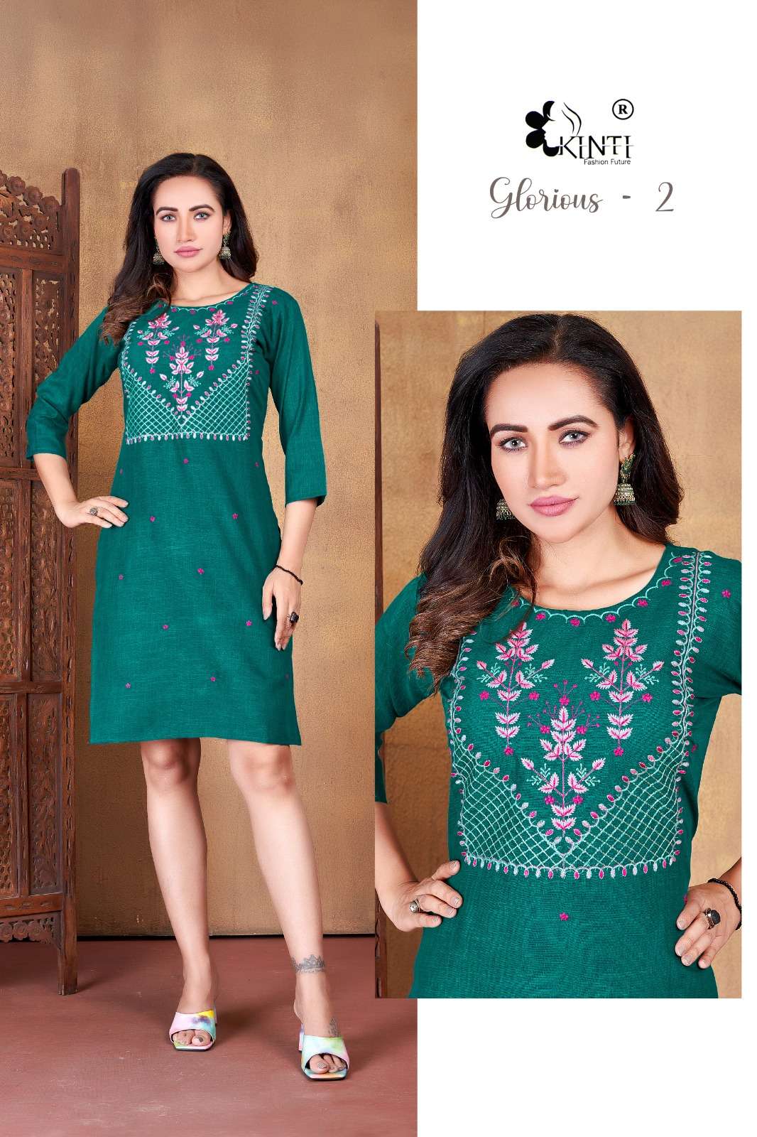 Glorious Vol-2 By Kinti 01 To 08 Series Designer Stylish Fancy Colorful Beautiful Party Wear & Ethnic Wear Collection Rayon Embroidered Kurtis At Wholesale Price
