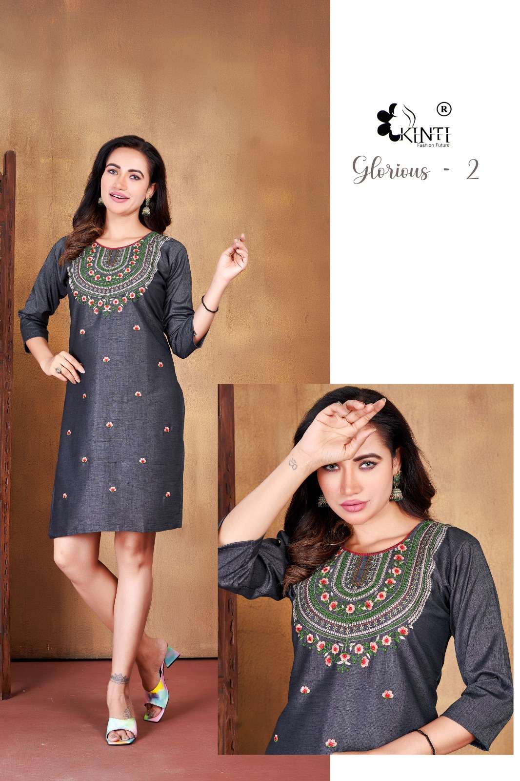 Glorious Vol-2 By Kinti 01 To 08 Series Designer Stylish Fancy Colorful Beautiful Party Wear & Ethnic Wear Collection Rayon Embroidered Kurtis At Wholesale Price