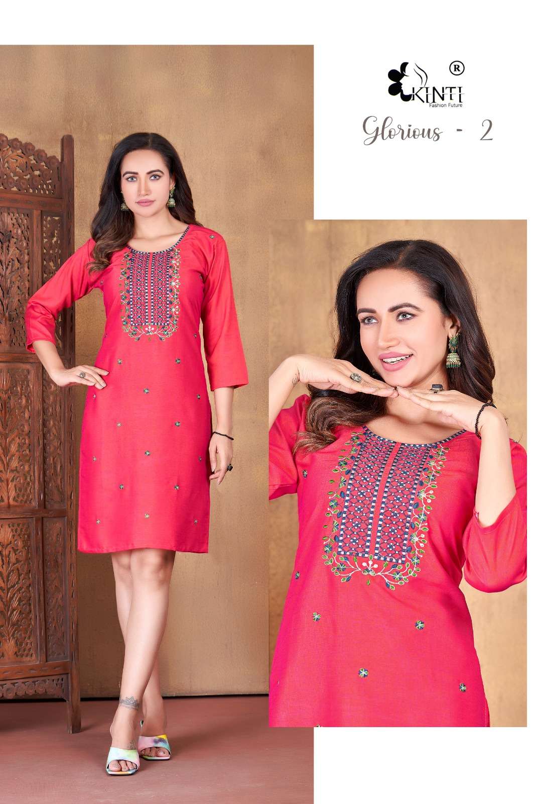 Glorious Vol-2 By Kinti 01 To 08 Series Designer Stylish Fancy Colorful Beautiful Party Wear & Ethnic Wear Collection Rayon Embroidered Kurtis At Wholesale Price