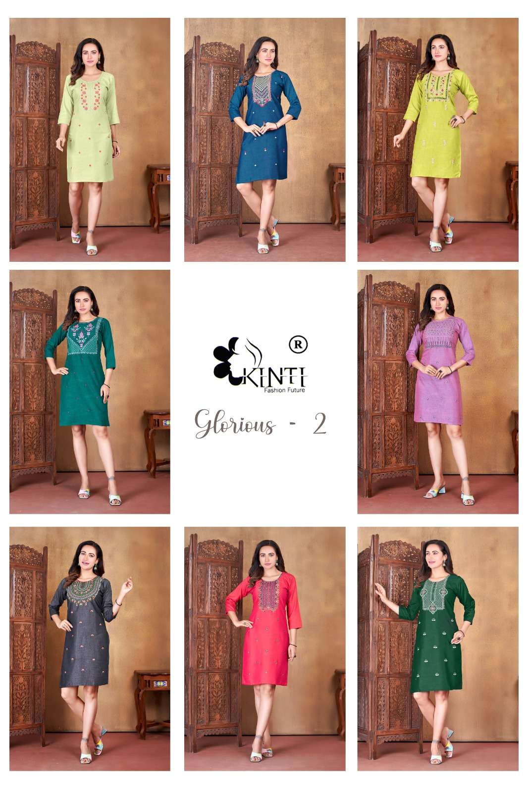 Glorious Vol-2 By Kinti 01 To 08 Series Designer Stylish Fancy Colorful Beautiful Party Wear & Ethnic Wear Collection Rayon Embroidered Kurtis At Wholesale Price