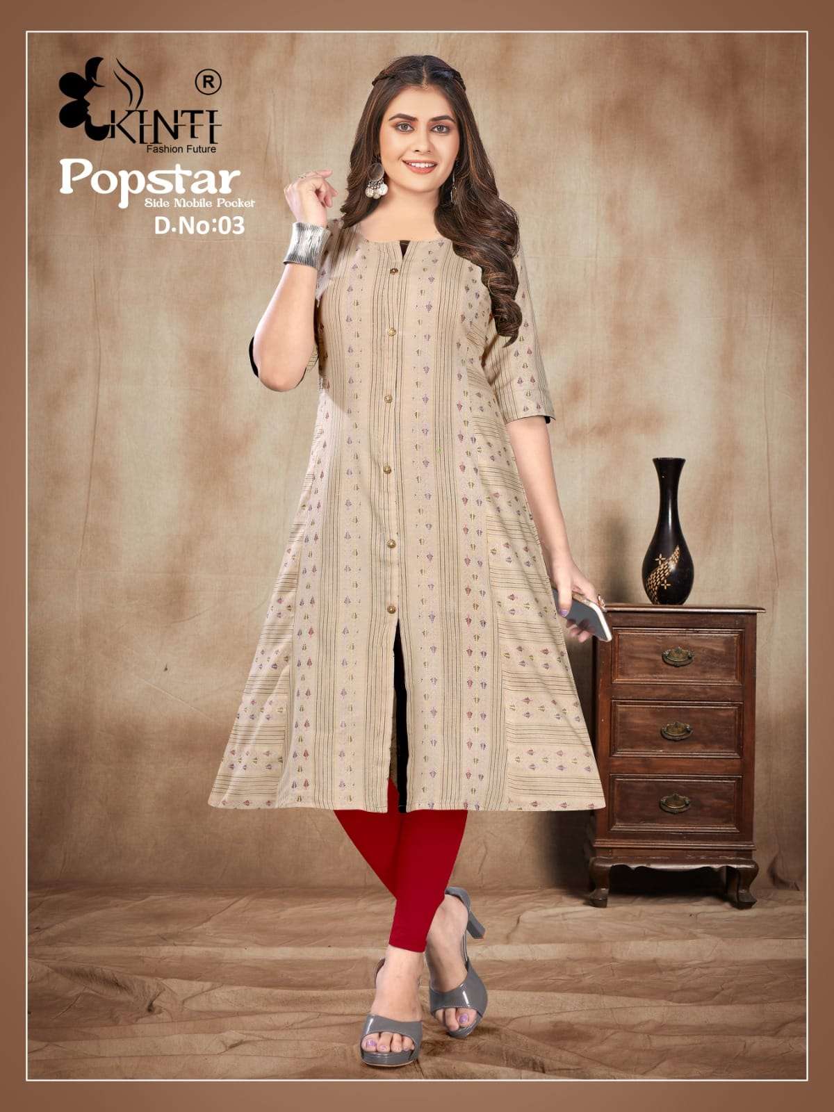 Popstar Vol-3 By Kinti 01 To 08 Series Designer Stylish Fancy Colorful Beautiful Party Wear & Ethnic Wear Collection Handloom Print Kurtis At Wholesale Price