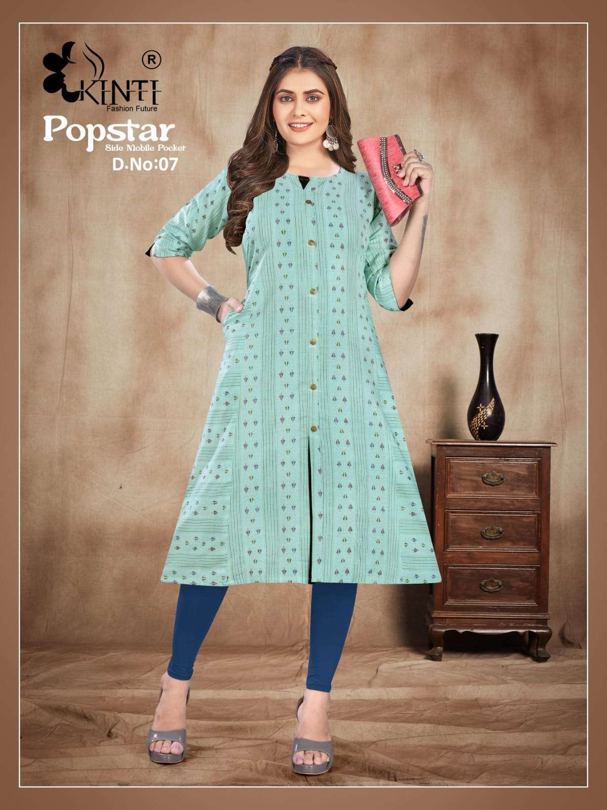 Popstar Vol-3 By Kinti 01 To 08 Series Designer Stylish Fancy Colorful Beautiful Party Wear & Ethnic Wear Collection Handloom Print Kurtis At Wholesale Price