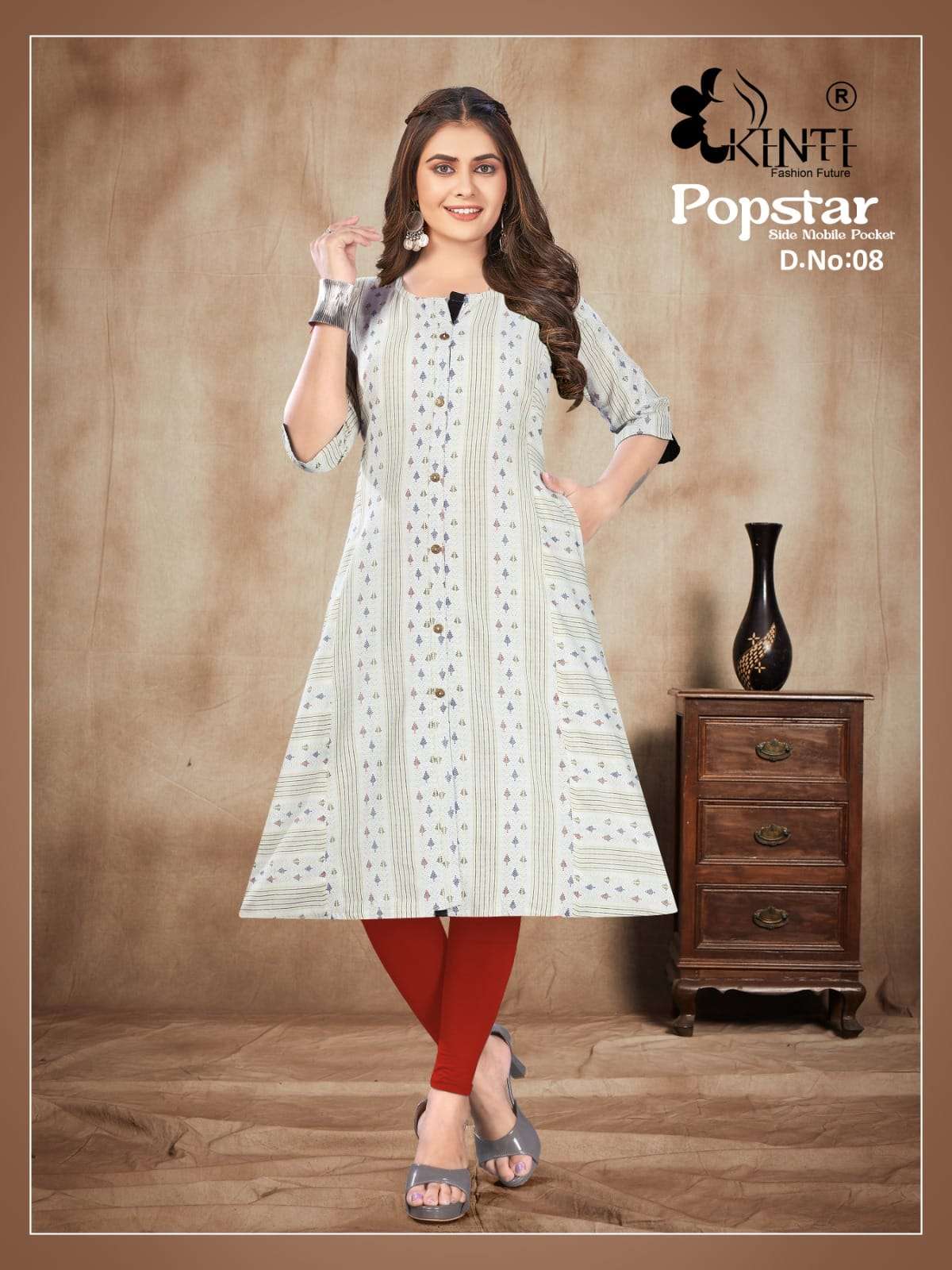 Popstar Vol-3 By Kinti 01 To 08 Series Designer Stylish Fancy Colorful Beautiful Party Wear & Ethnic Wear Collection Handloom Print Kurtis At Wholesale Price