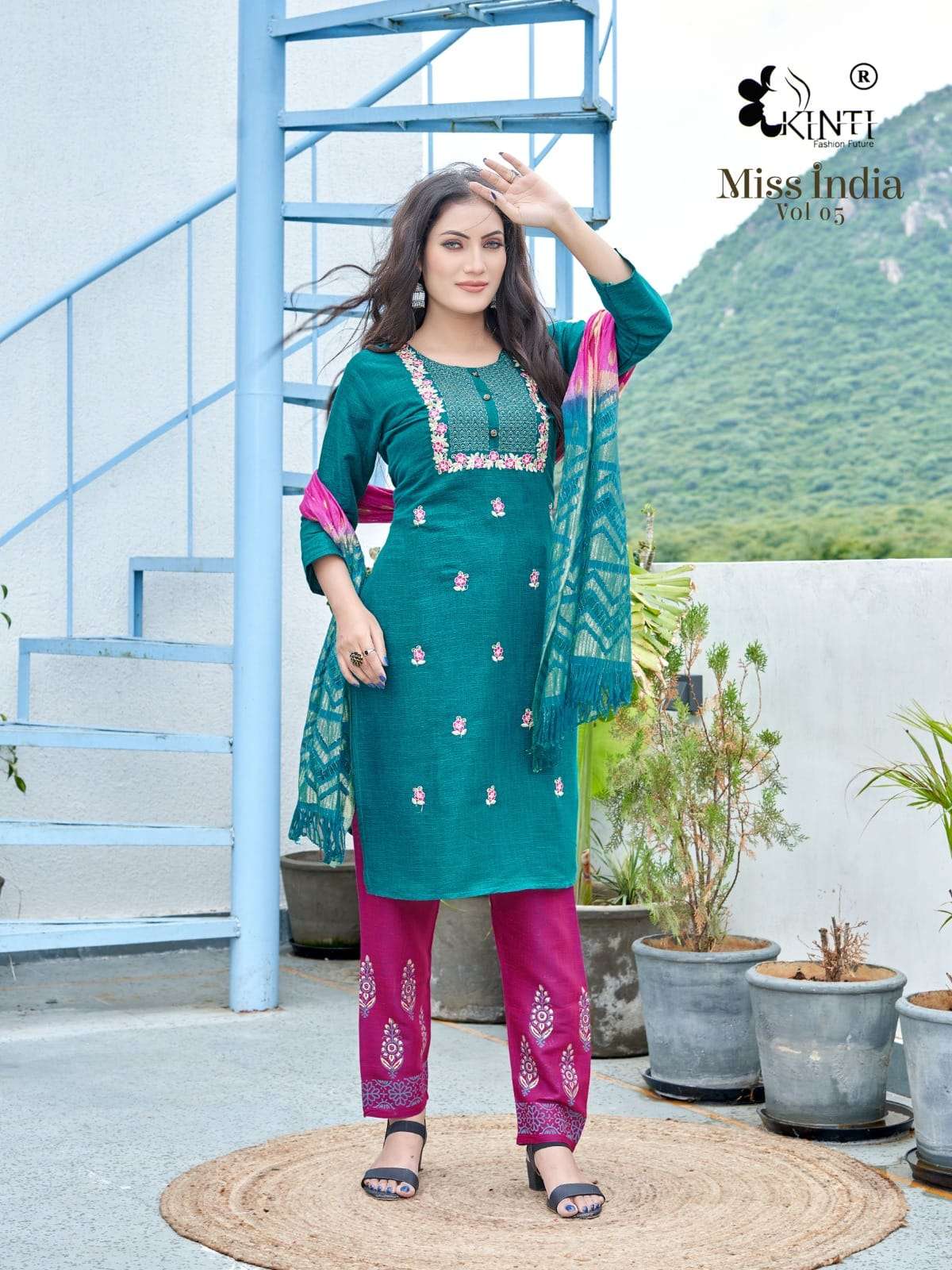 Miss India Vol-5 By Kinti 01 To 08 Series Designer Festive Suits Beautiful Fancy Stylish Colorful Party Wear & Occasional Wear Rayon Embroidered Dresses At Wholesale Price