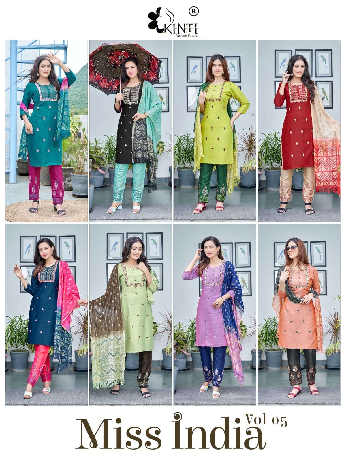 Miss India Vol-5 By Kinti 01 To 08 Series Designer Festive Suits Beautiful Fancy Stylish Colorful Party Wear & Occasional Wear Rayon Embroidered Dresses At Wholesale Price