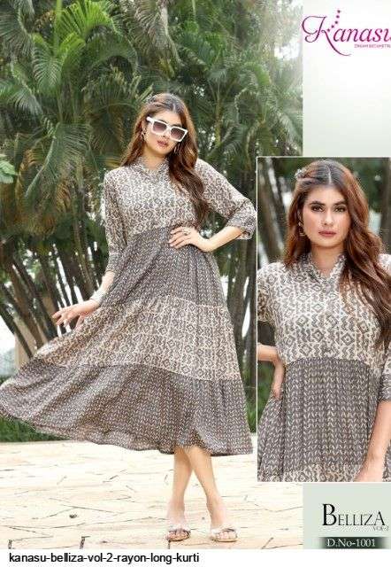 Belliza Vol-2 By Kanasu 1001 To 1008 Series Designer Stylish Fancy Colorful Beautiful Party Wear & Ethnic Wear Collection Rayon Print Kurtis At Wholesale Price