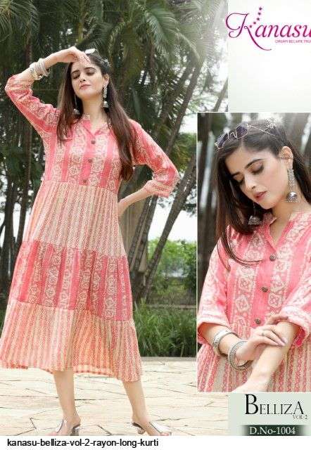 Belliza Vol-2 By Kanasu 1001 To 1008 Series Designer Stylish Fancy Colorful Beautiful Party Wear & Ethnic Wear Collection Rayon Print Kurtis At Wholesale Price