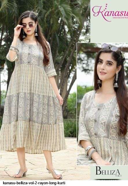 Belliza Vol-2 By Kanasu 1001 To 1008 Series Designer Stylish Fancy Colorful Beautiful Party Wear & Ethnic Wear Collection Rayon Print Kurtis At Wholesale Price