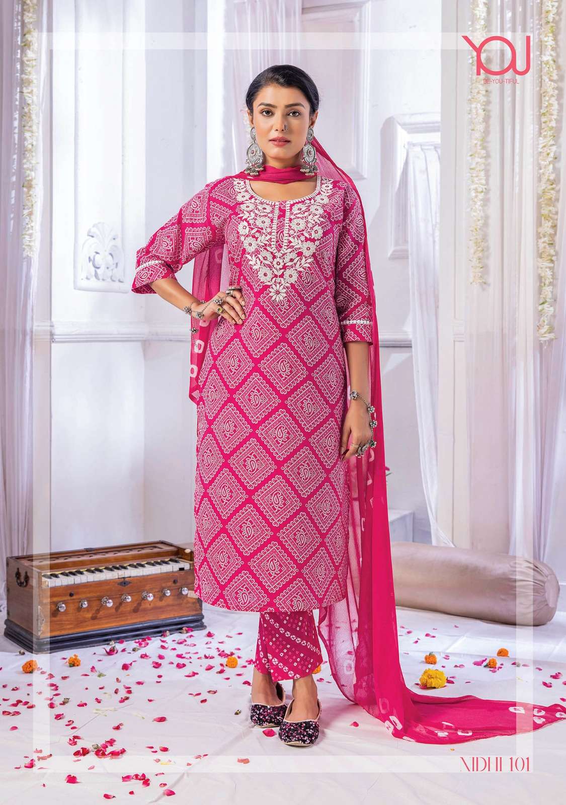 Nidhi By You 101 To 109 Series Designer Festive Suits Beautiful Fancy Stylish Colorful Party Wear & Occasional Wear Pure Cambric Cotton With Work Dresses At Wholesale Price