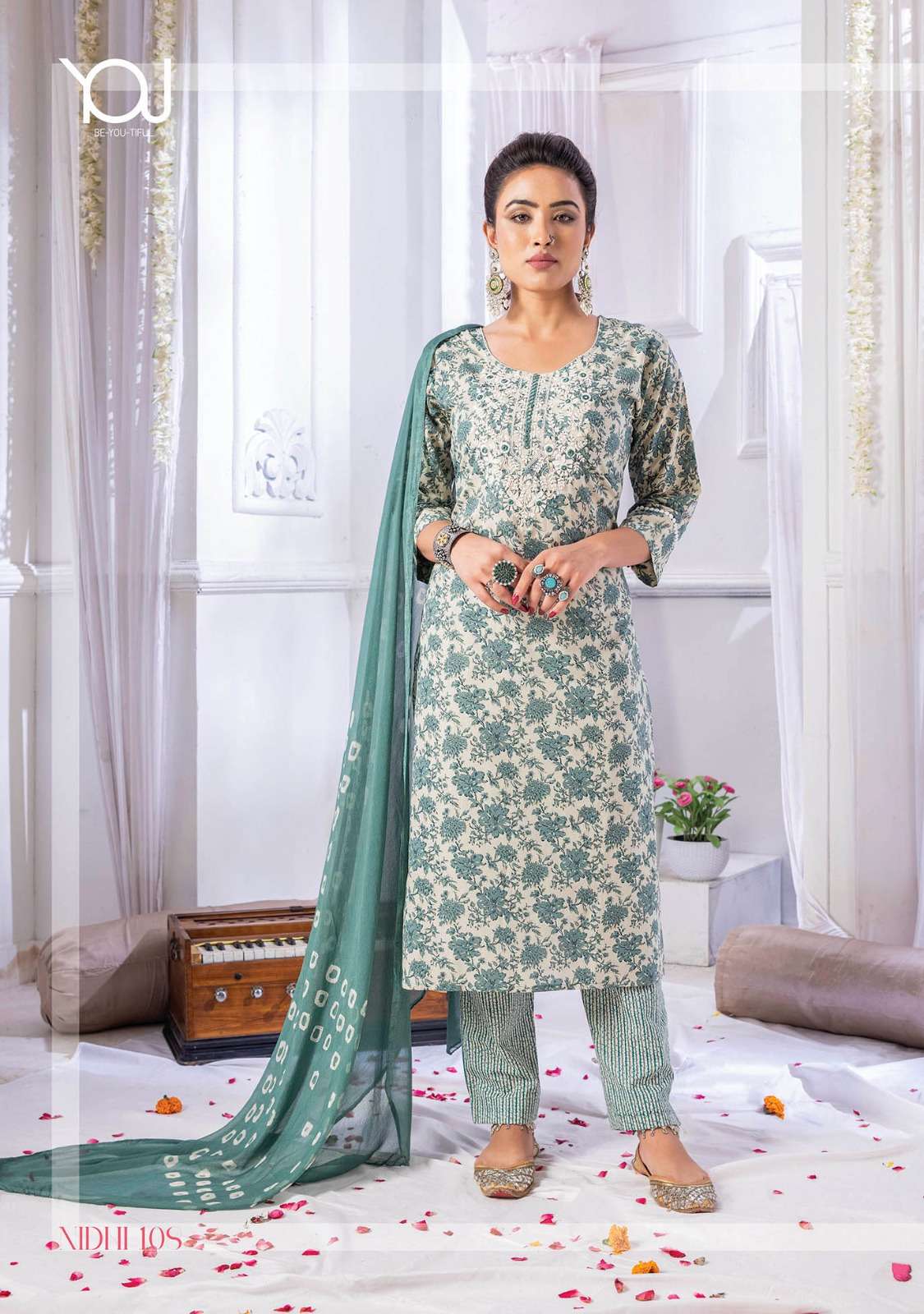 Nidhi By You 101 To 109 Series Designer Festive Suits Beautiful Fancy Stylish Colorful Party Wear & Occasional Wear Pure Cambric Cotton With Work Dresses At Wholesale Price