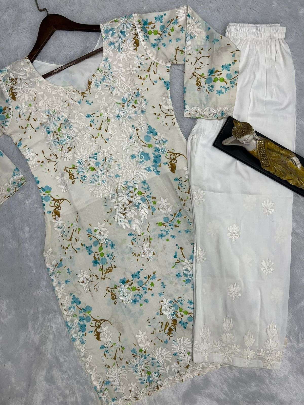 1684 By Kaamiri Designer Stylish Fancy Colorful Beautiful Party Wear & Ethnic Wear Collection Muslin Print Kurtis With Bottom At Wholesale Price