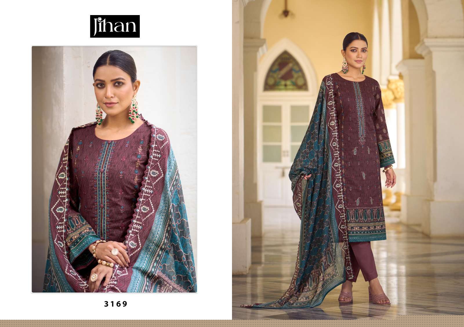 Bin Saeed Vol-3 By Jihan Beautiful Stylish Pakistani Suits Fancy Colorful Casual Wear & Ethnic Wear & Ready To Wear Pure Cambric Printed Dresses At Wholesale Price