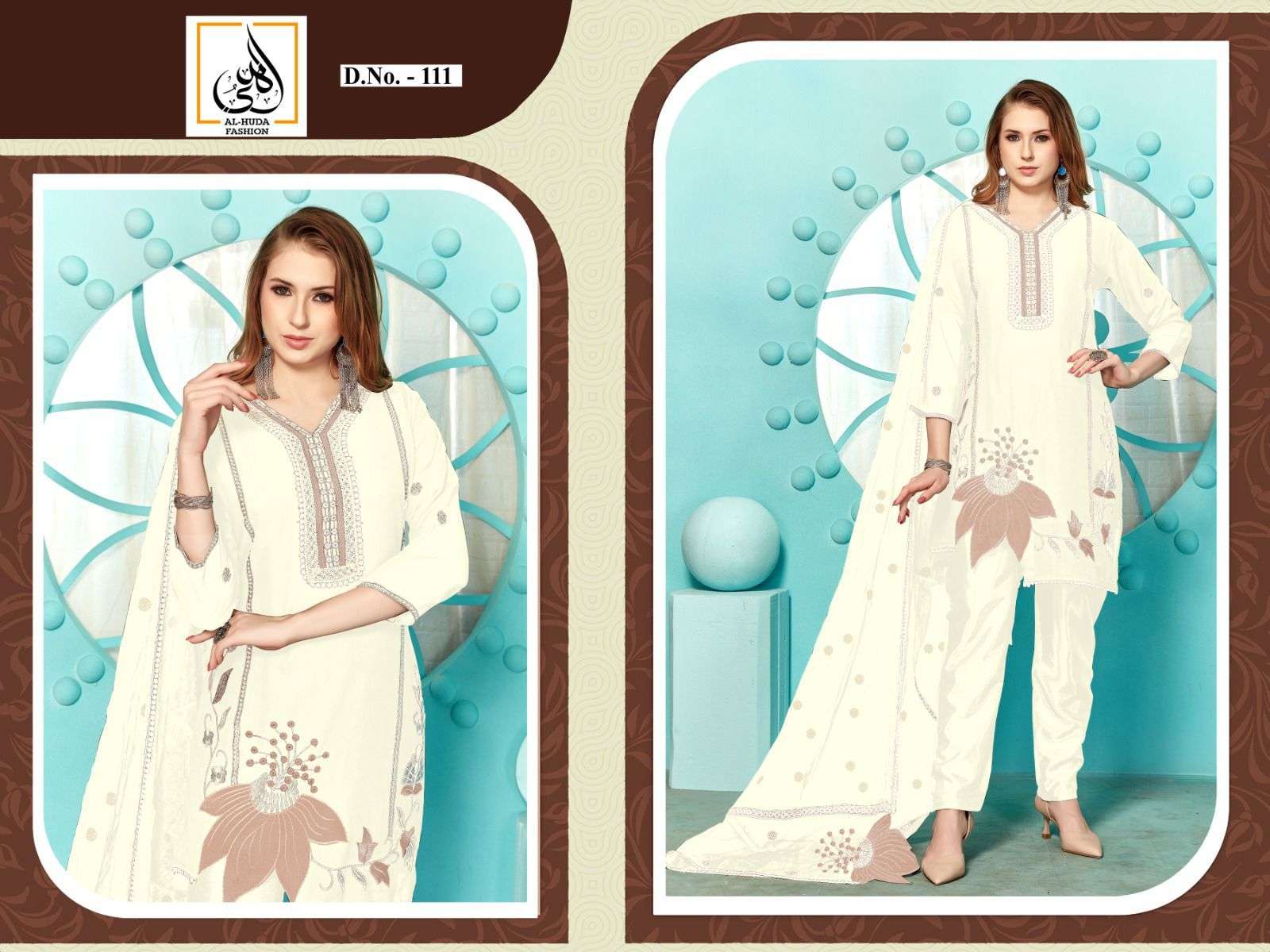 Al-Huda 111 Colours By Al-Huda 111-A To 111-B Series Beautiful Pakistani Suits Colorful Stylish Fancy Casual Wear & Ethnic Wear Pure Georgette Embroidered Dresses At Wholesale Price