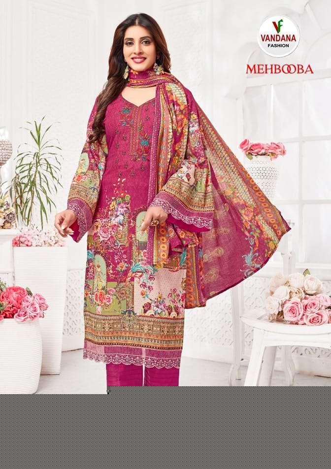 Mehbooba Vol-1 By Vandana Fashion 1001 To 1008 Series Designer Festive Suits Beautiful Fancy Stylish Colorful Party Wear & Occasional Wear Pure Cotton Print Dresses At Wholesale Price