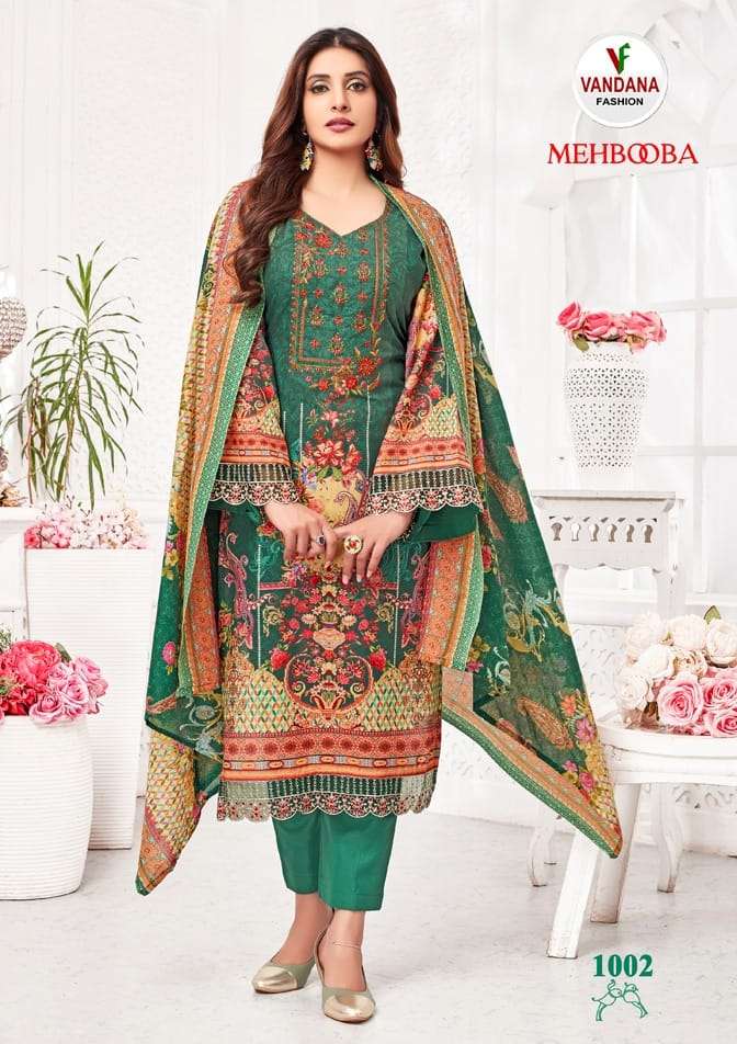 Mehbooba Vol-1 By Vandana Fashion 1001 To 1008 Series Designer Festive Suits Beautiful Fancy Stylish Colorful Party Wear & Occasional Wear Pure Cotton Print Dresses At Wholesale Price