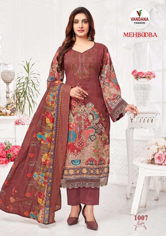 Mehbooba Vol-1 By Vandana Fashion 1001 To 1008 Series Designer Festive Suits Beautiful Fancy Stylish Colorful Party Wear & Occasional Wear Pure Cotton Print Dresses At Wholesale Price