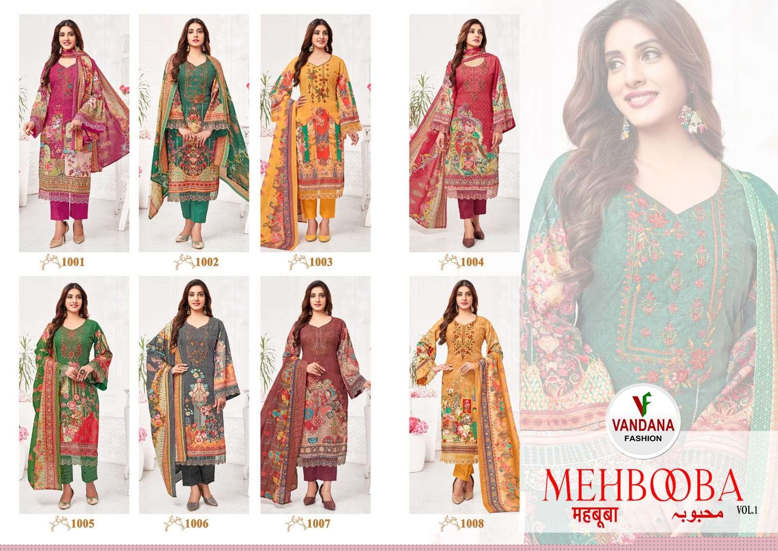 Mehbooba Vol-1 By Vandana Fashion 1001 To 1008 Series Designer Festive Suits Beautiful Fancy Stylish Colorful Party Wear & Occasional Wear Pure Cotton Print Dresses At Wholesale Price
