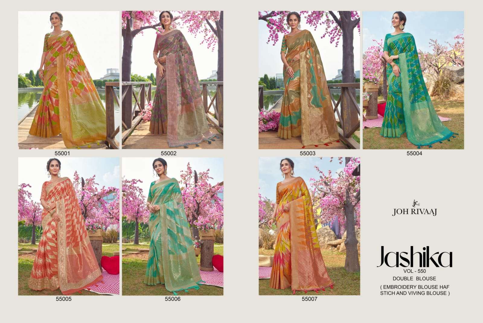 Jashika Vol-550 By Joh Rivaaj 55001 To 55007 Series Indian Traditional Wear Collection Beautiful Stylish Fancy Colorful Party Wear & Occasional Wear Silk Sarees At Wholesale Price