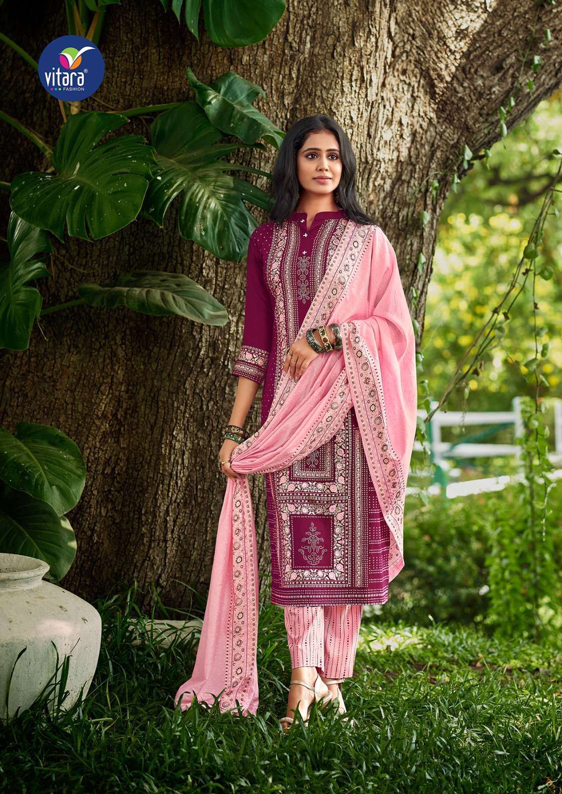 Calisto By Vitara 1001 To 1004 Series Beautiful Suits Colorful Stylish Fancy Casual Wear & Ethnic Wear Rayon Foil Digital Print Dresses At Wholesale Price