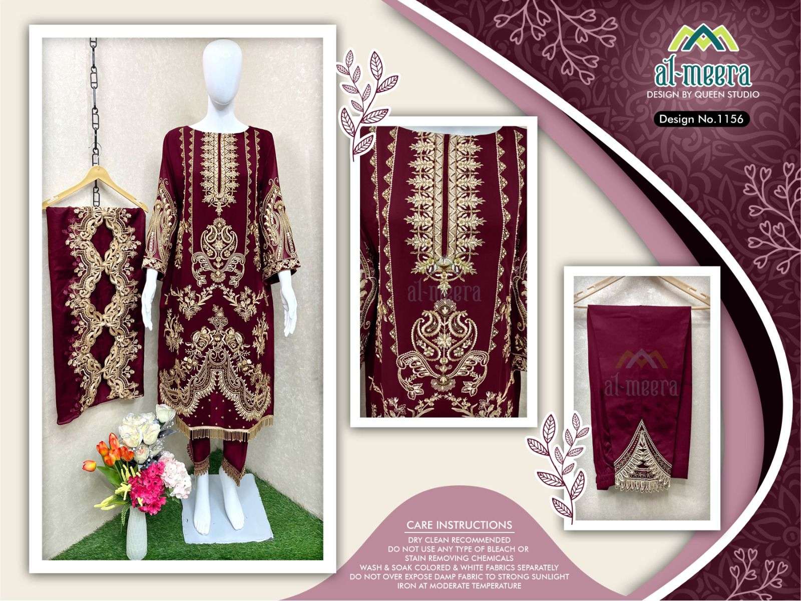 Al-Meera Hit Design 1156 Colours Vol-2 By Al-Meera 1156-E To 1156-H Series Beautiful Suits Stylish Colorful Fancy Casual Wear & Ethnic Wear Faux Georgette Embroidered Dresses At Wholesale Price
