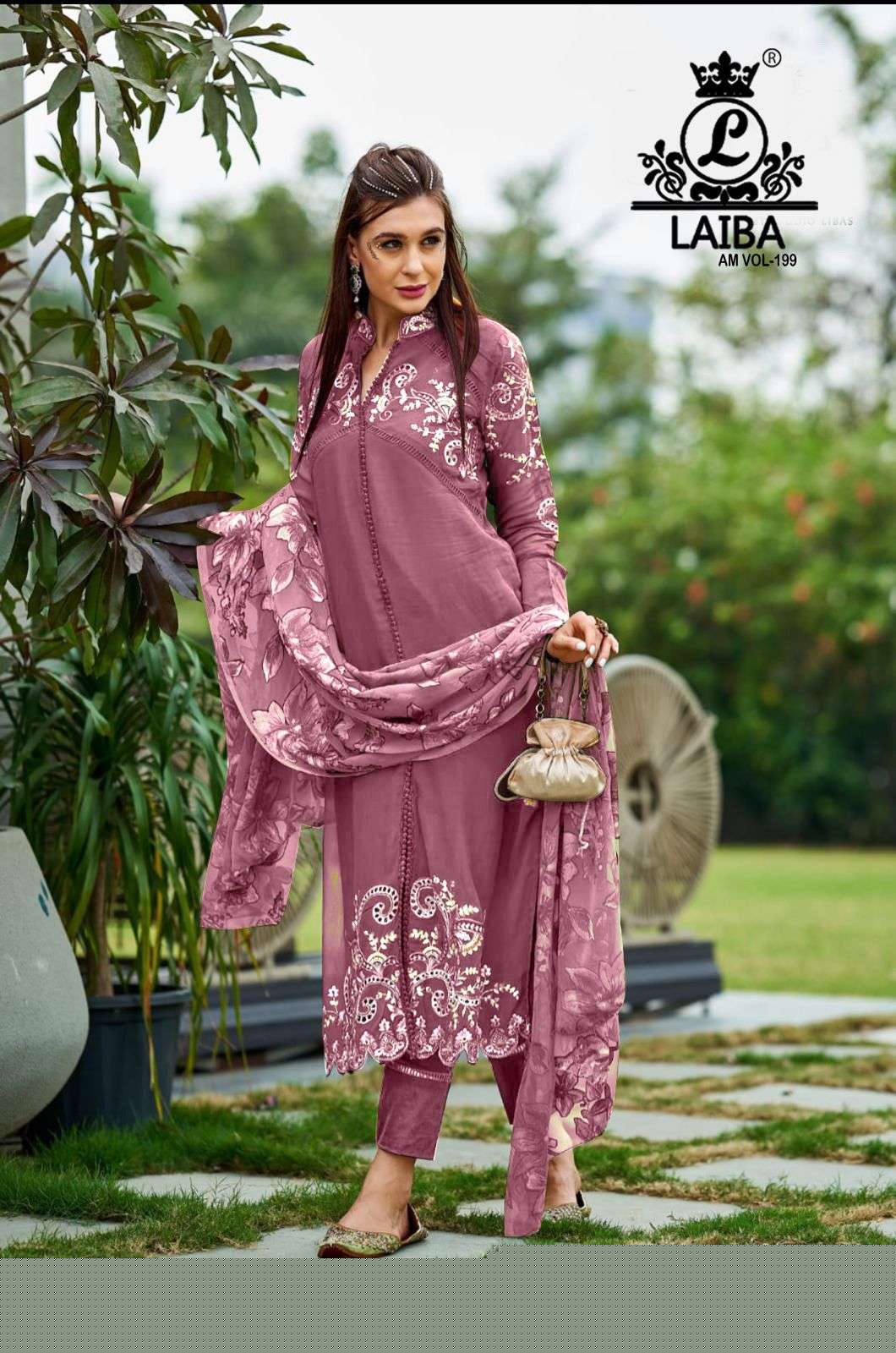 AM Vol-199 By Laiba 199-A To 199-D Series Beautiful Pakistani Suits Colorful Stylish Fancy Casual Wear & Ethnic Wear Pure Georgette Embroidered Dresses At Wholesale Price