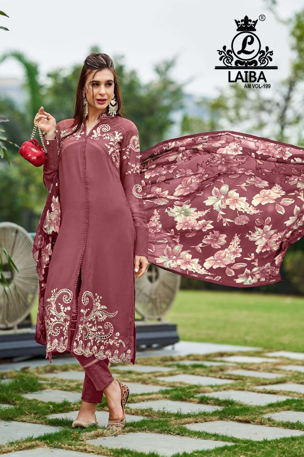 AM Vol-199 By Laiba 199-A To 199-D Series Beautiful Pakistani Suits Colorful Stylish Fancy Casual Wear & Ethnic Wear Pure Georgette Embroidered Dresses At Wholesale Price