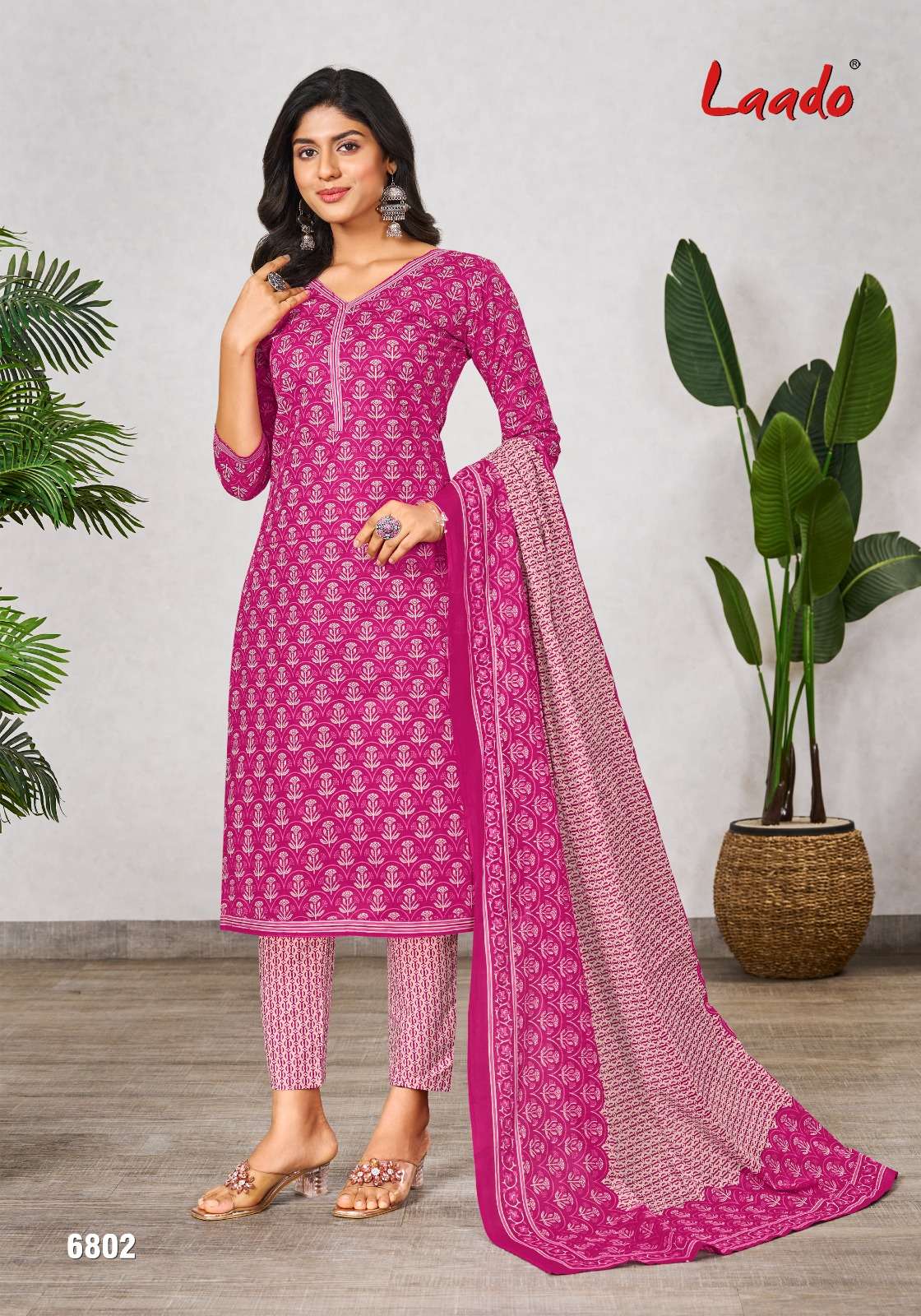 Laado Vol-68 By Laado 6801 To 6820 Series Beautiful Suits Stylish Colorful Fancy Casual Wear & Ethnic Wear Pure Cotton Print Dresses At Wholesale Price