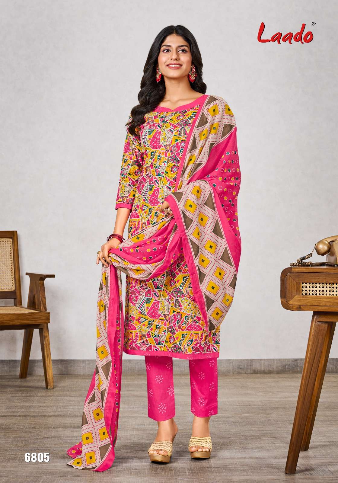 Laado Vol-68 By Laado 6801 To 6820 Series Beautiful Suits Stylish Colorful Fancy Casual Wear & Ethnic Wear Pure Cotton Print Dresses At Wholesale Price