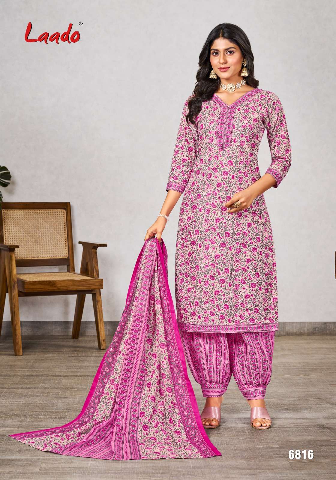 Laado Vol-68 By Laado 6801 To 6820 Series Beautiful Suits Stylish Colorful Fancy Casual Wear & Ethnic Wear Pure Cotton Print Dresses At Wholesale Price