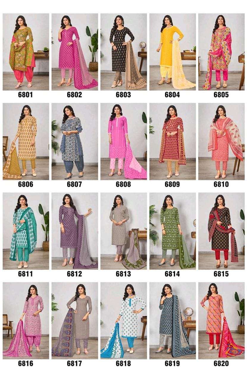 Laado Vol-68 By Laado 6801 To 6820 Series Beautiful Suits Stylish Colorful Fancy Casual Wear & Ethnic Wear Pure Cotton Print Dresses At Wholesale Price