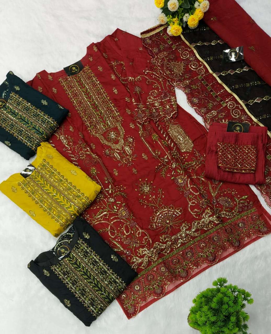 Rose Tex 130 Colours By Rose Tex 130-A To 130-D Series Beautiful Pakistani Suits Stylish Colorful Fancy Casual Wear & Ethnic Wear Pure Organza Embroidered Dresses At Wholesale Price