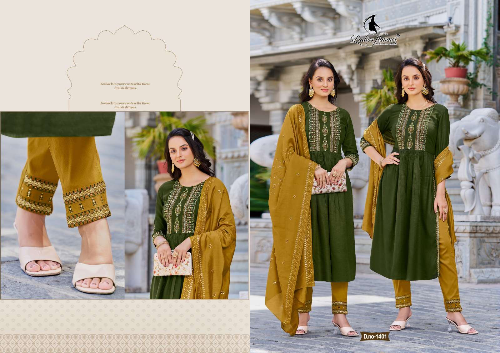 Copper Stone Vol-14 By Ladies Flavour 1401 To 1405 Series Beautiful Stylish Festive Suits Fancy Colorful Casual Wear & Ethnic Wear & Ready To Wear Viscose Embroidered Dresses At Wholesale Price